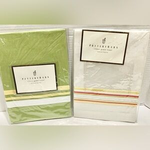 Pottery Barn Ribbon Guest Towels – Set of 2 | Linen | Flax + Pale Green | NWOT